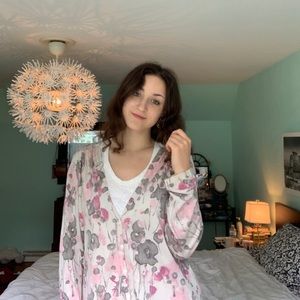 Cotton/silk/cashmere patterned cardigan